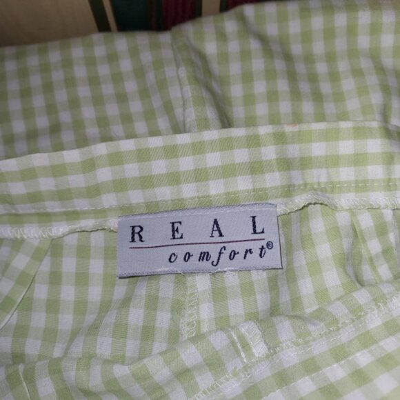 Vintage Real Comfort by Chadwick's Green/White Gingham Check Capris Size 6 - Picture 4 of 4